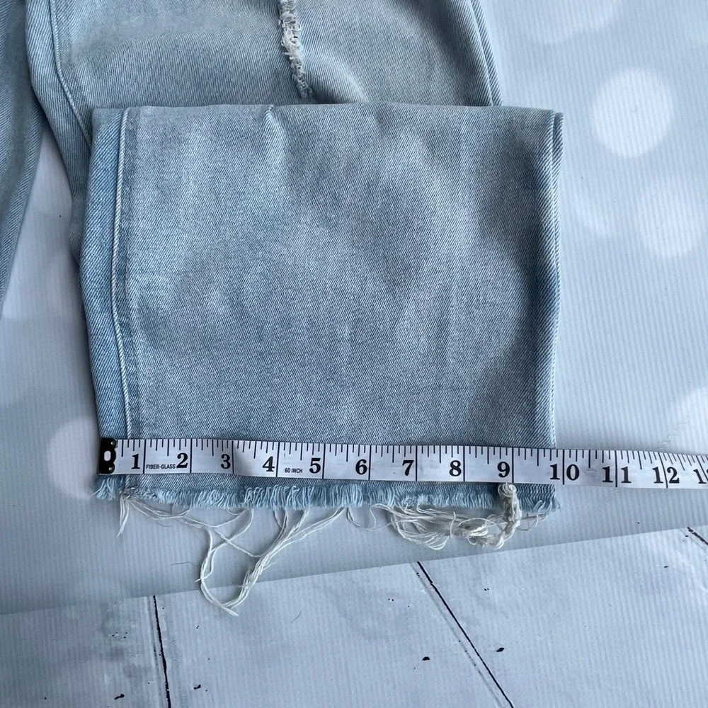 Indigo Rein Light Wash High Rise Distressed Wide Leg Jeans Size 11/29 Frayed Hem